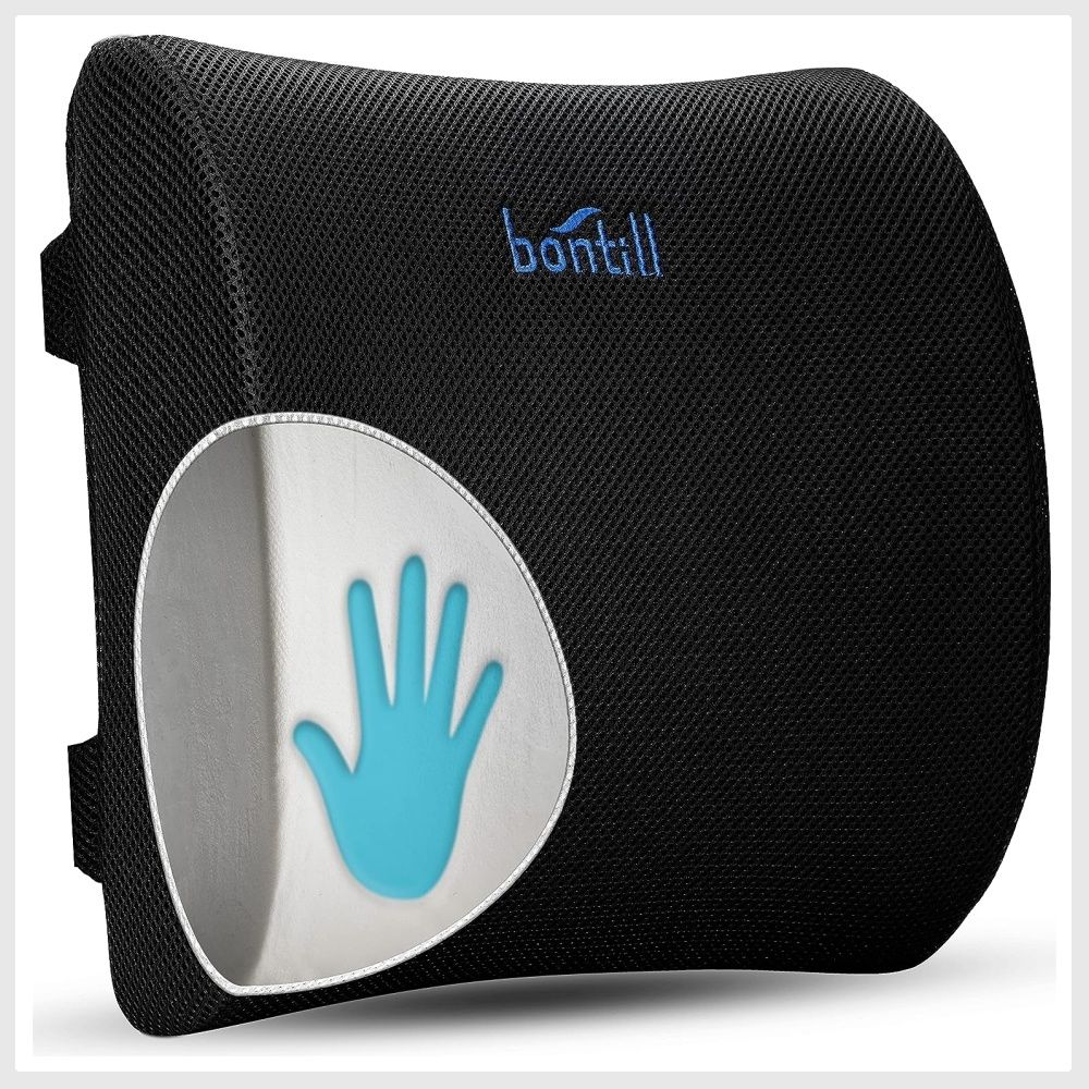 Lumbar Support Pillow for Office Chair Improve Back Pain Posture While Sitting Memory Foam Cushion with Adjustable Strap for Desk Gaming Chair