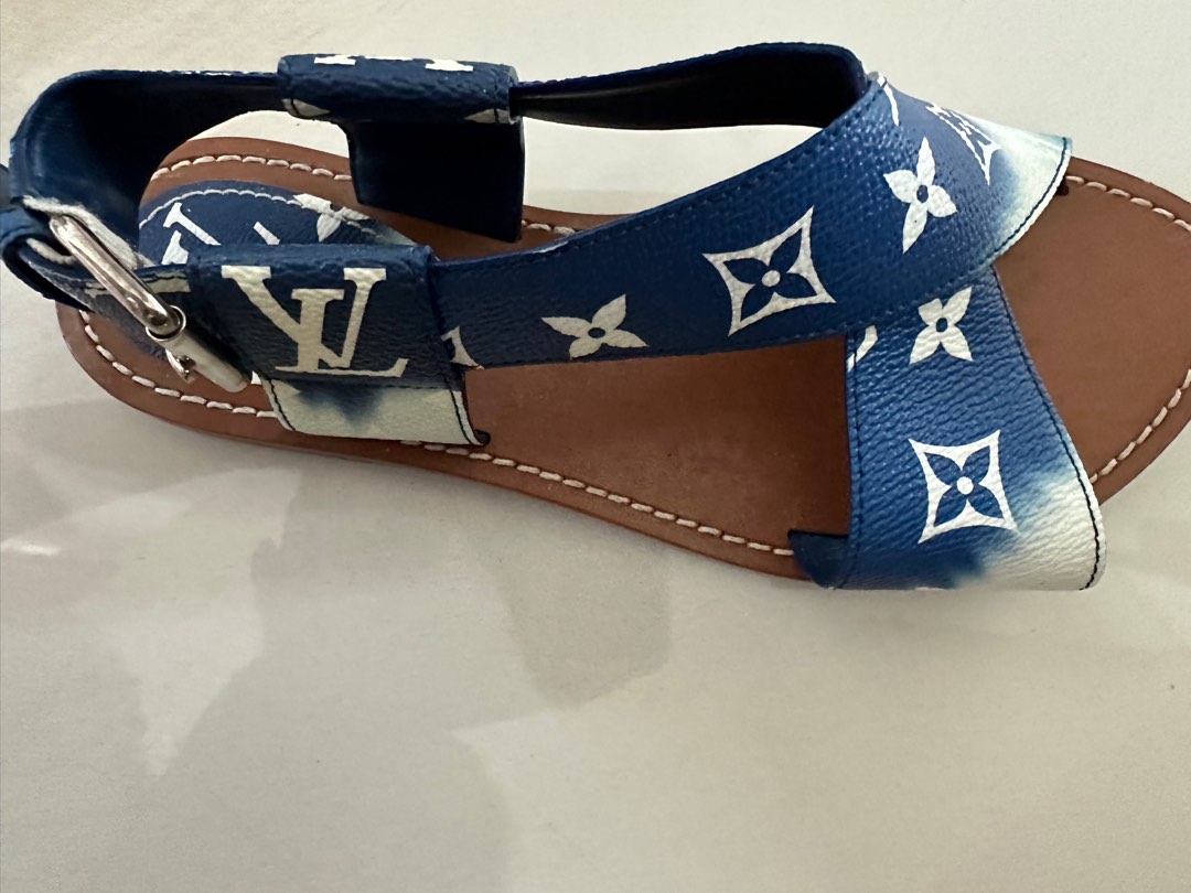 Replica Louis Vuitton LV Escale Palma Flat Sandals Blue