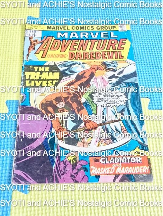 Marvel Adventure Comics Featuring Daredevil Issue No. 1 (Category: Comics & Manga) located in Bacoor. Submitted by syotiachiesnostalgiccollection (Listing ID 1262606945, Image 1). Description: 💙 💛 💙 For SALE ❗️ ❗️ ❗️ ✨✨ ✨ VINTAGE / CLASSIC Comic Books 📘 📘 📘 📘 Marvel Adventure Comics Featuring Daredevil Issue no. 1 Publish Date: Dec 10, 1975 Item in GOOD/ FAIR Condition* Please MANAGE your Expectations Yellowing of pages common Issue due to
