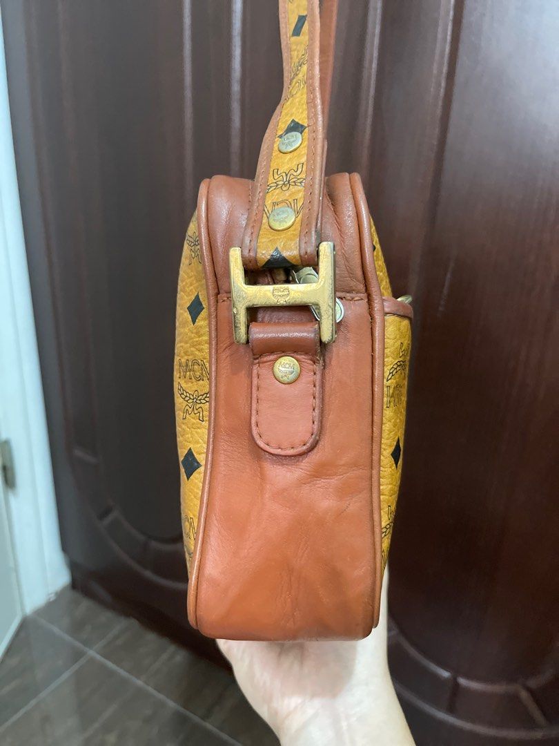 💯 Authentic MCM Germany Cognac Tambourine Crossbody bag RARE!, Luxury, Bags  & Wallets on Carousell