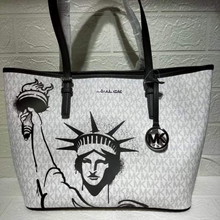 Original mk totes bag handbag canvas, Luxury, Bags & Wallets on Carousell