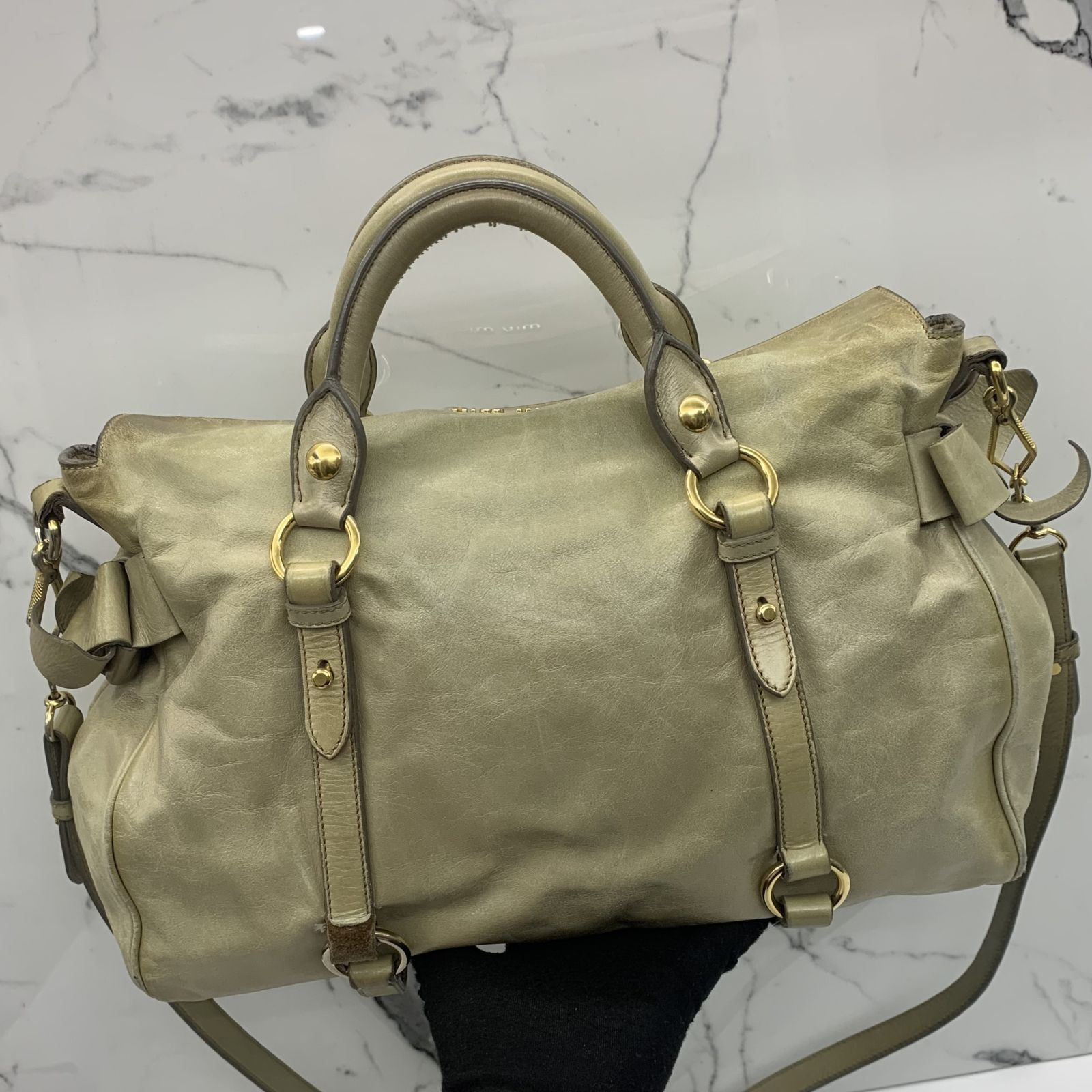 MIU MIU Vitello Lux Bow Bag, Luxury, Bags & Wallets on Carousell
