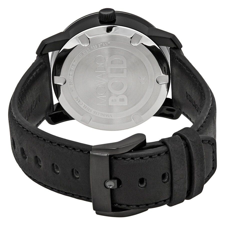 Movado Bold Black/Blue Dial Watch (Category: Men's Watches) located in Quezon City. Submitted by lix12 (Listing ID 1262511760, Image 3). Description: ❣️💯 Authentic ❣️Black TR90 composite case with a black leather strap. Fixed black TR90 composite bezel. Black / blue dial with black hands. No markers. The Movado dot appears at the 12 o’clock position. Dial Type: Analog. Quartz movement. Scratch resistant mineral K1 crystal. Pull / push crown. Sol