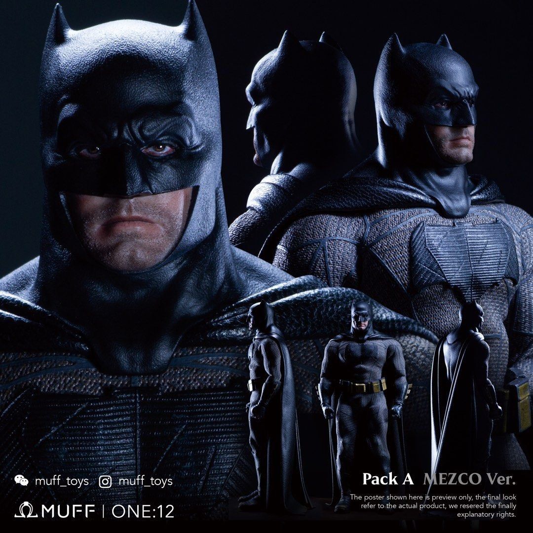 全新Muff Toys 1/12 Batman Batfleck 蝙蝠俠pack A 頭雕披風配件