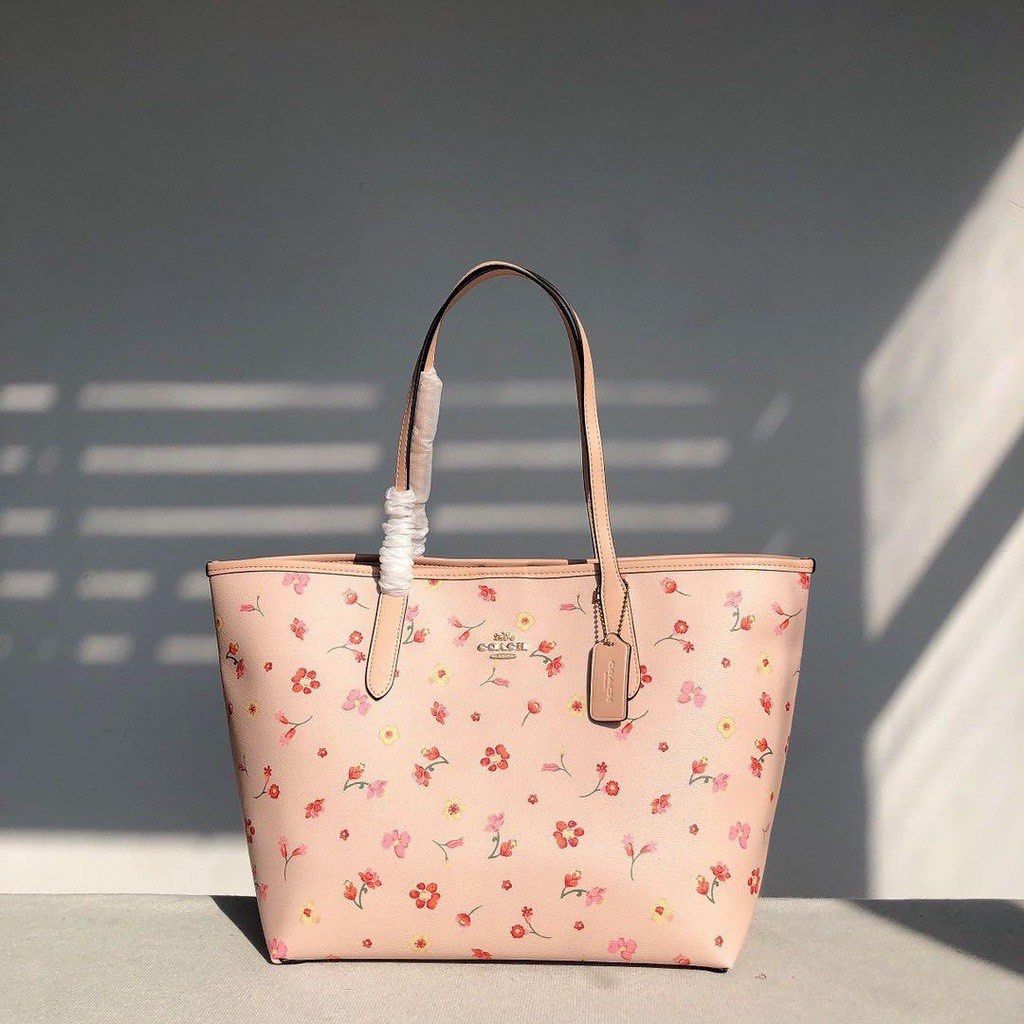 NWT Coach Canvas City Tote With Mystical Floral Print C8743 Faded Blush  Multi