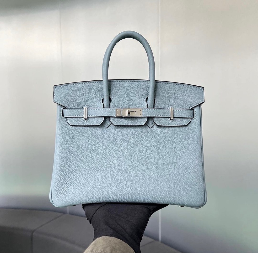 Hermes Birkin 25 Bag Bleu Lin Togo SHW