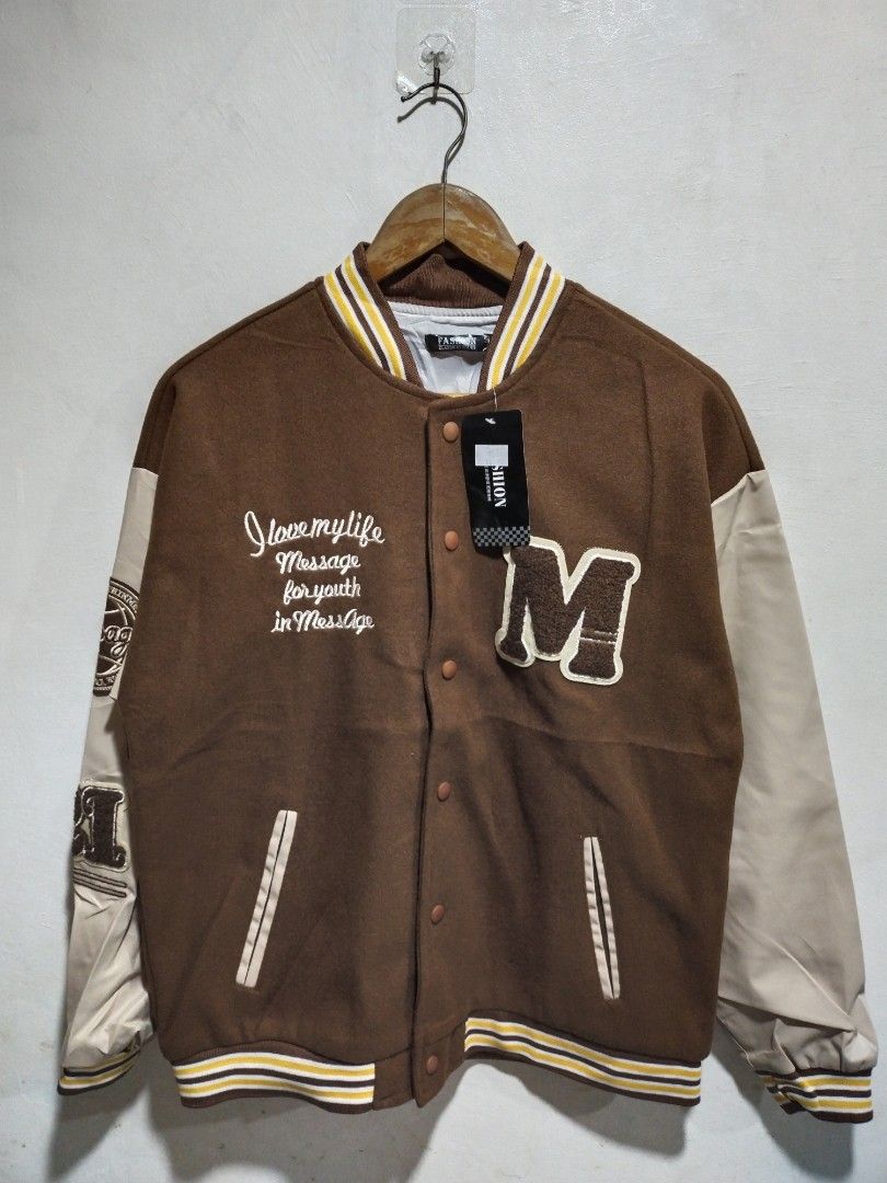 New Leather Embroidered Varsity Jacket, Men's Fashion, Coats, Jackets and  Outerwear on Carousell