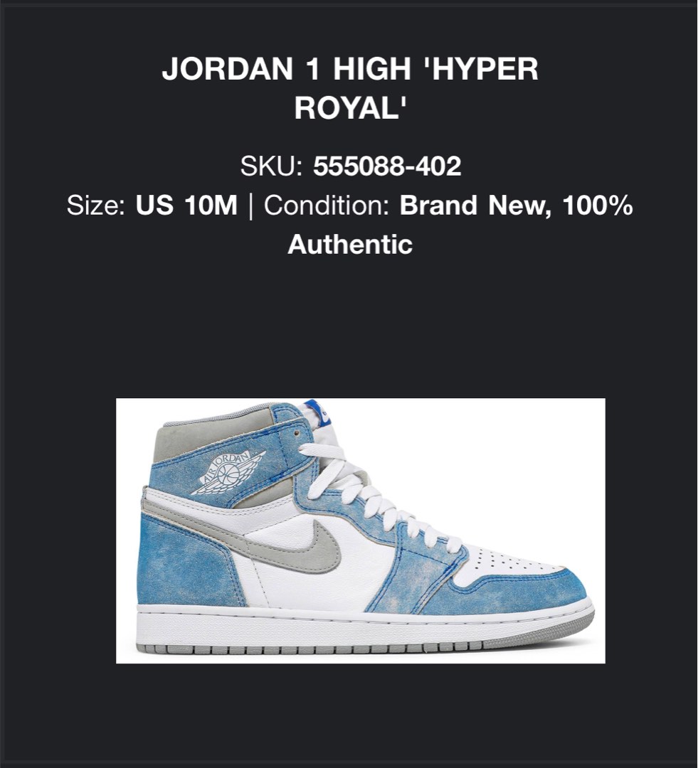 Nike air jordan 1 hyper royal best sale