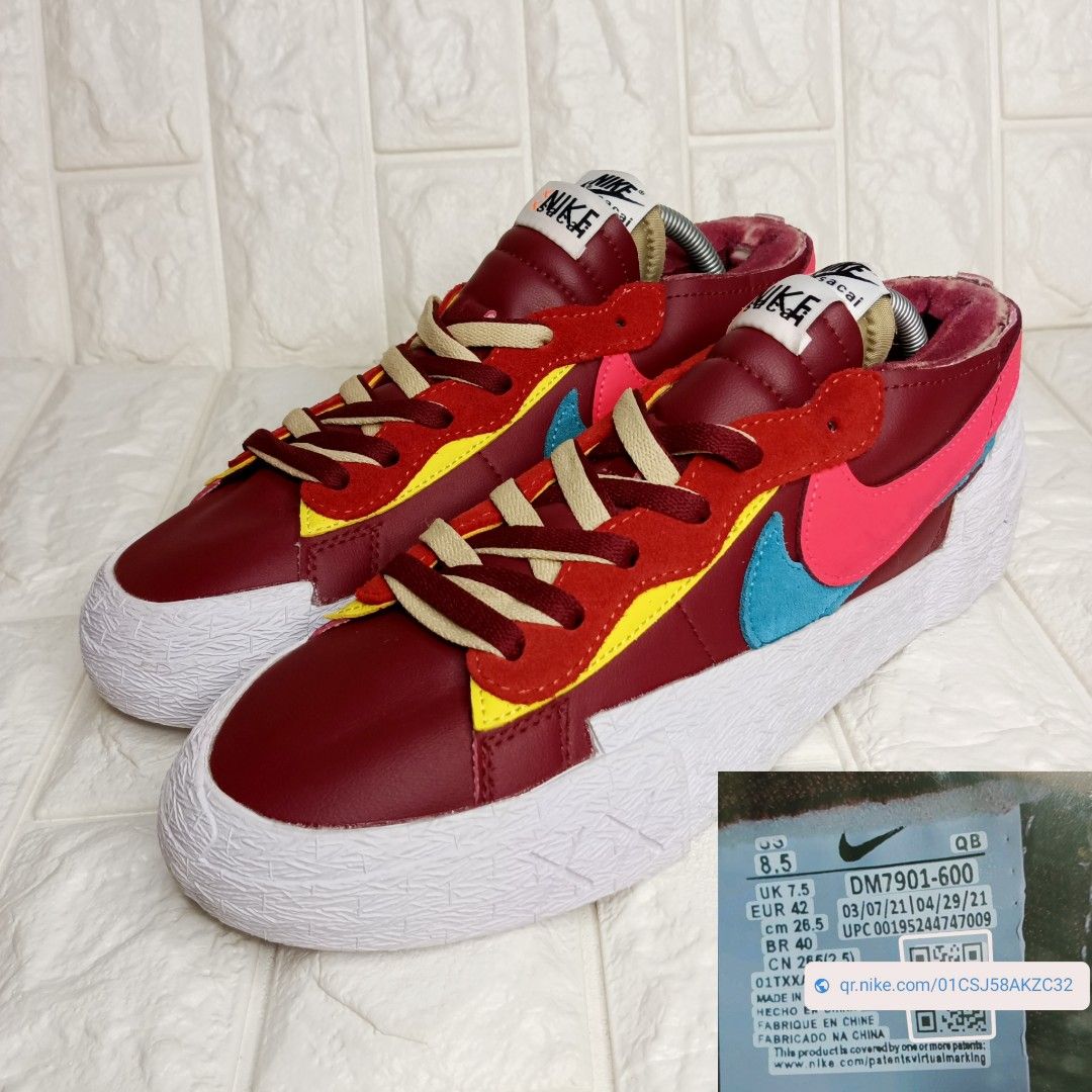 Nike Blazer Low x Sacai x Kaws Team Red MADE IN CHINA TAG TEMBUS