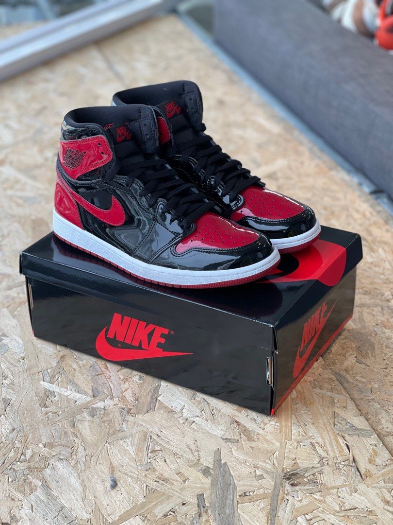 Nike Jordan 1 Patent Bred Men s Fashion Footwear Sneakers on
