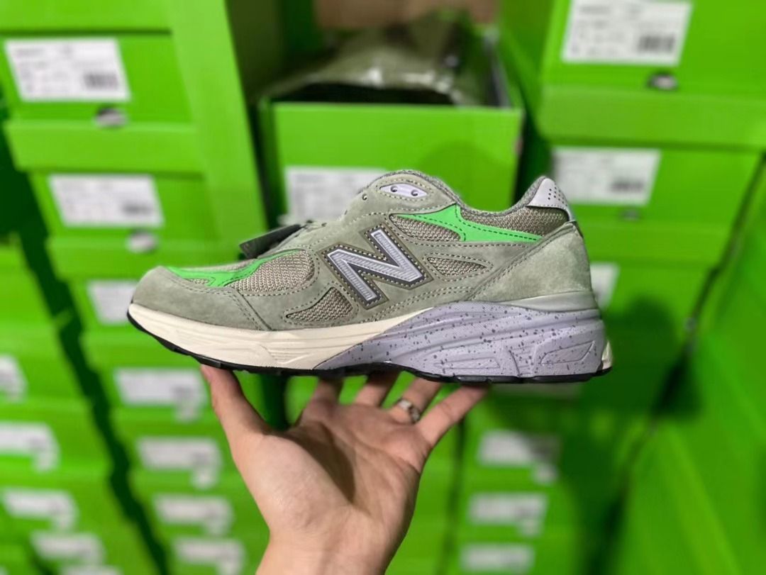 Patta x New Balance 990 V3 light olive green Men s Fashion Footwear Sneakers on Carousell