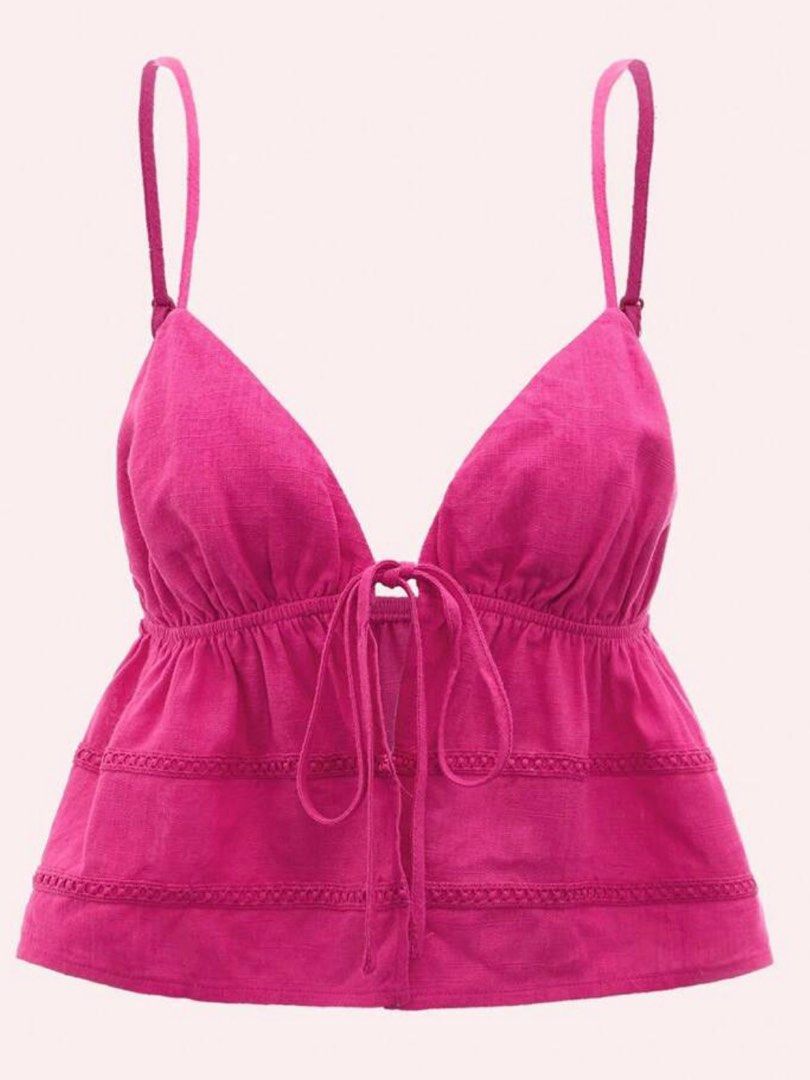 PEPLUM TIE FRONT TOP (Category: Sleeveless) located in Manila. Submitted by mcpdump (Listing ID 1262633251, Image 1). Description: BOUGHT FOR 500 PHP.