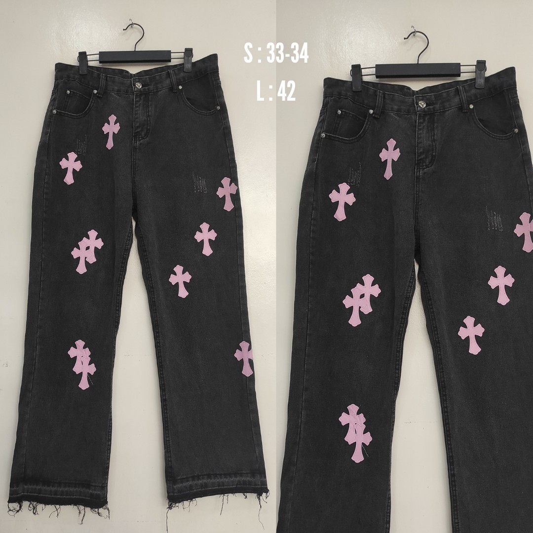 Pink cross baggy pants, Men's Fashion, Bottoms, Jeans on Carousell