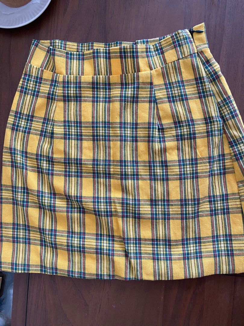 Womens Skirts Blue And Yellow Plaid Mini Skirt Lesmart Women's