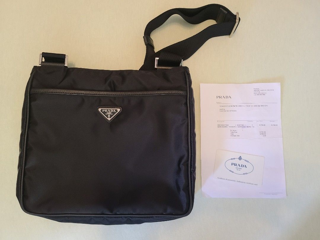 Prada Bandoliera Tessuto Saffiano Nero Tu
