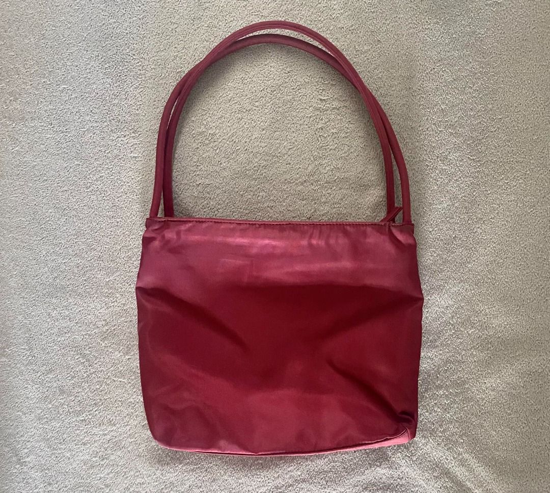Authentic Prada burgundy red Amaranto nylon tote shoulder bag