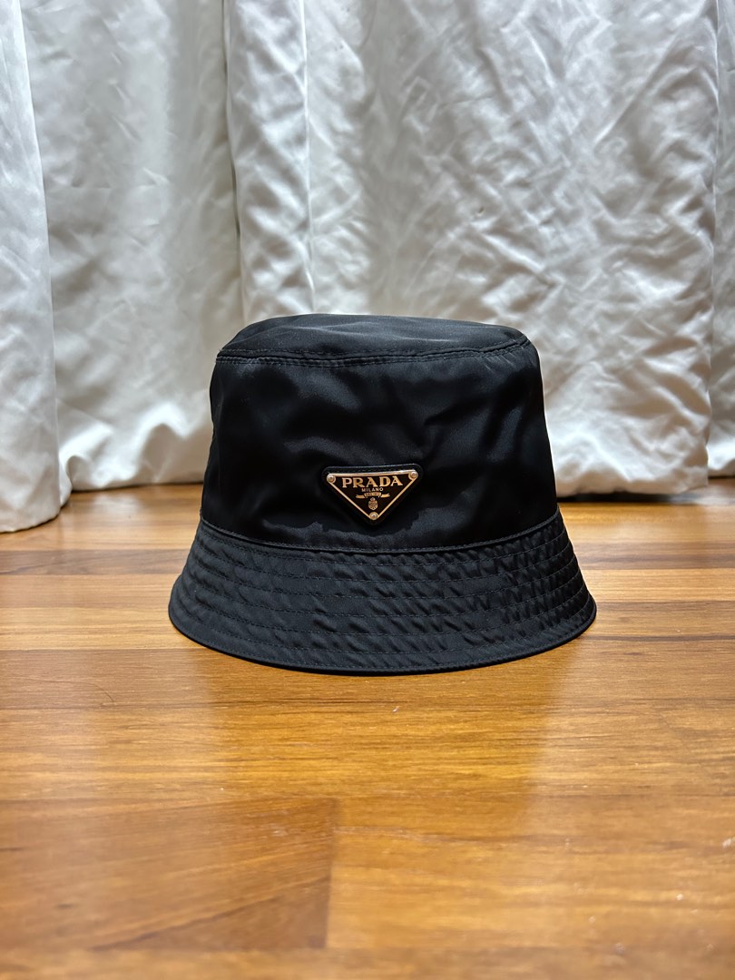 Black prada top bucket hat