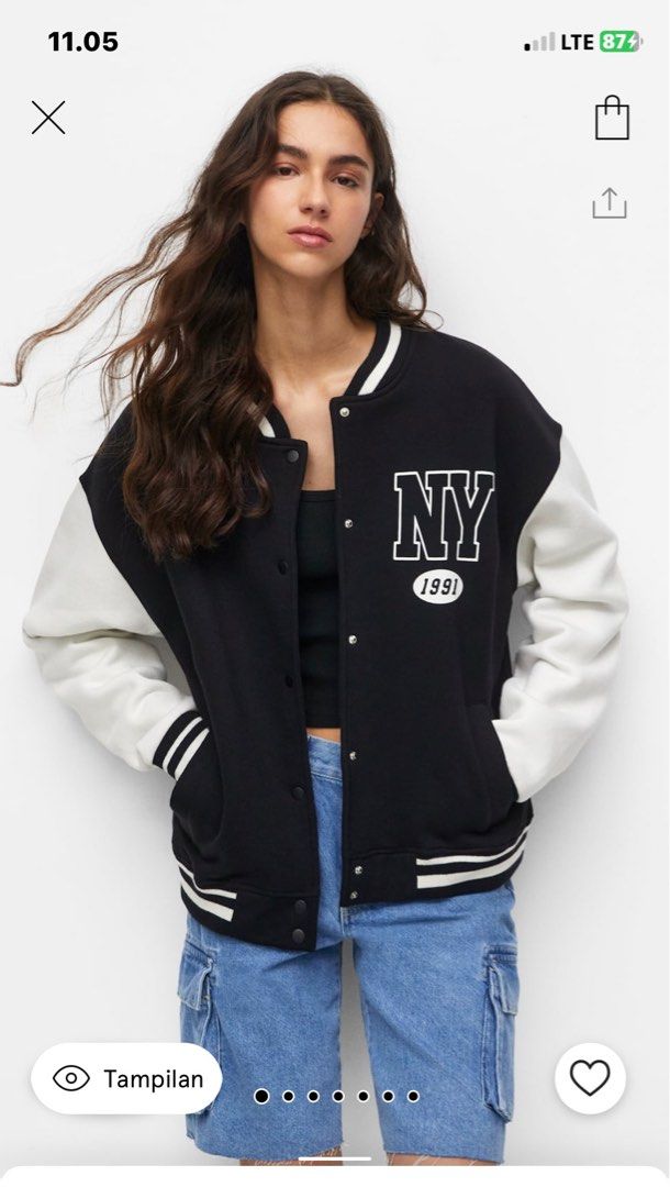 Varsity jacket pull and bear cheap