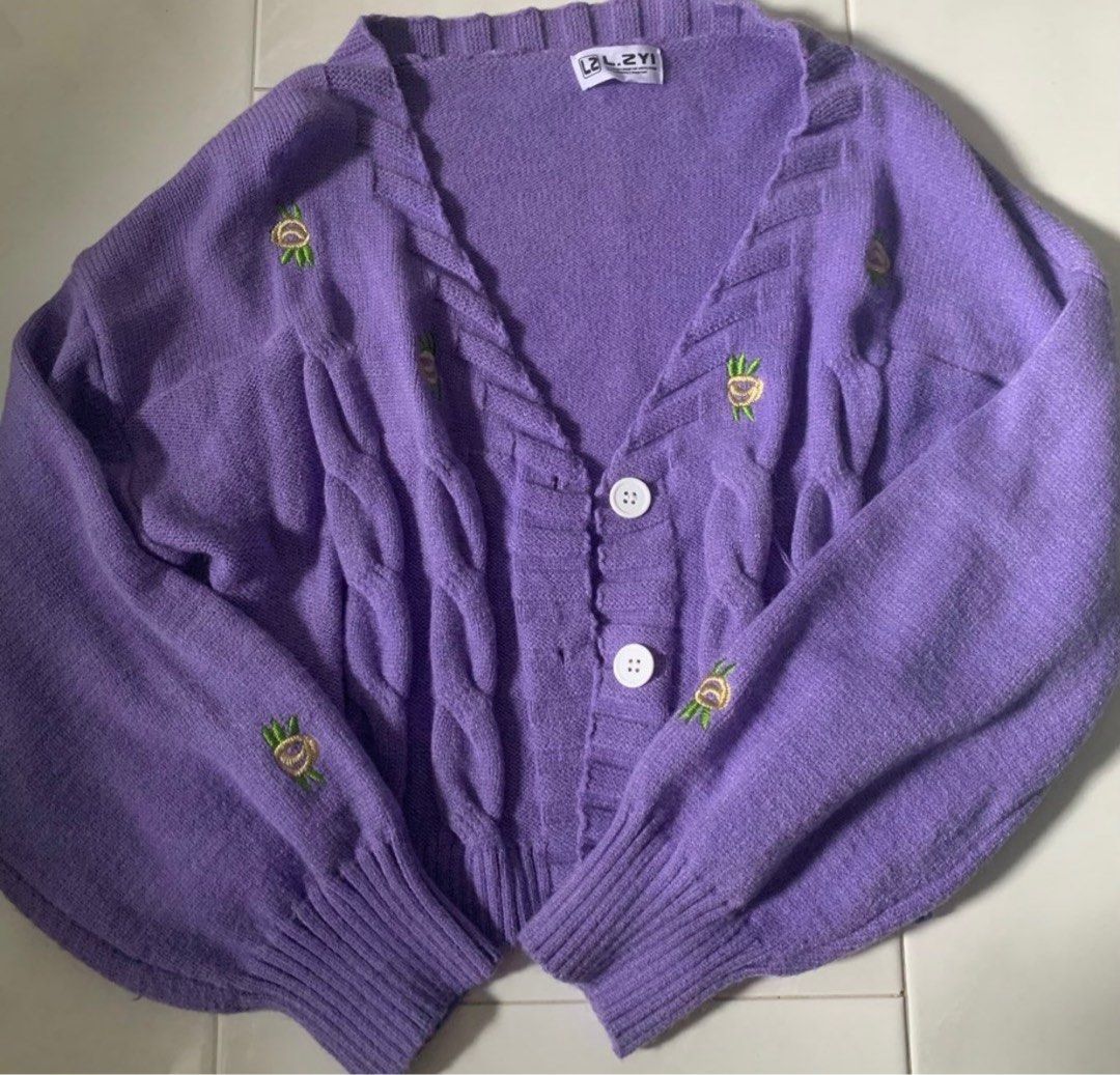 Purple shop cardigan womens