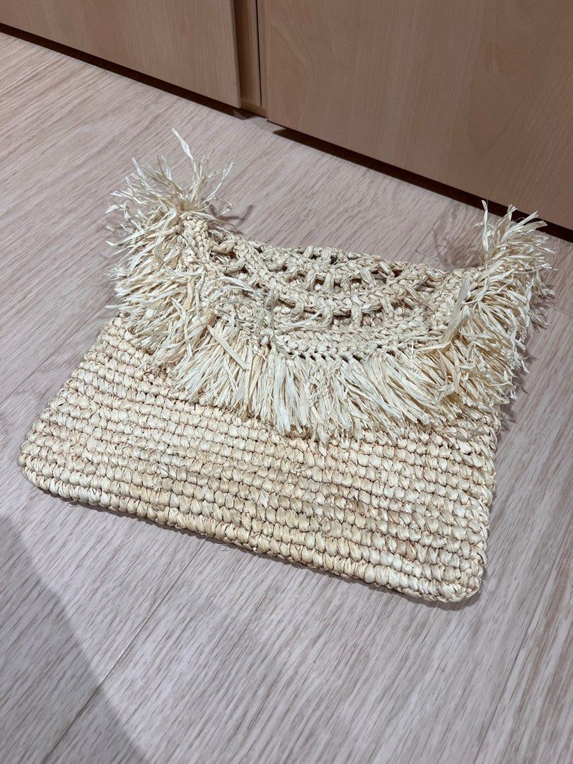 Raffia Clutch Beige Women s Fashion Bags Wallets Clutches on