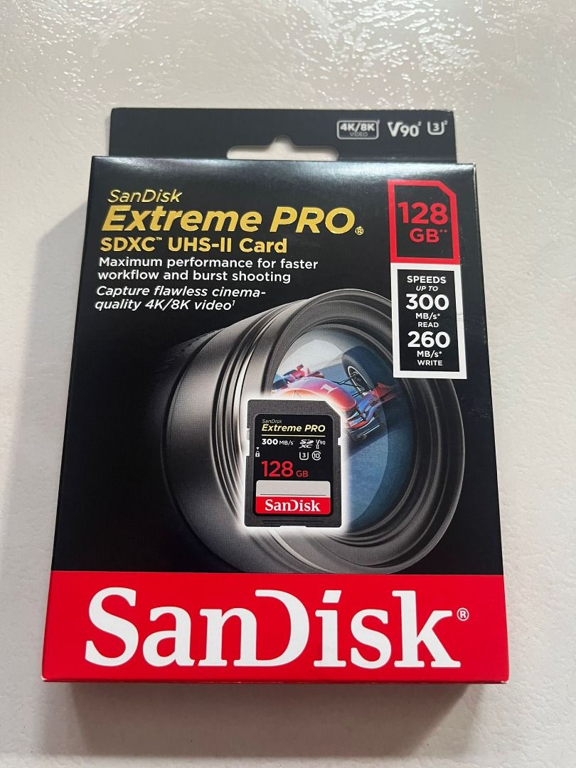 Sandisk Extreme Pro 128GB UHS-II v90 300MB/s read 260MB/s write, Mobile ...