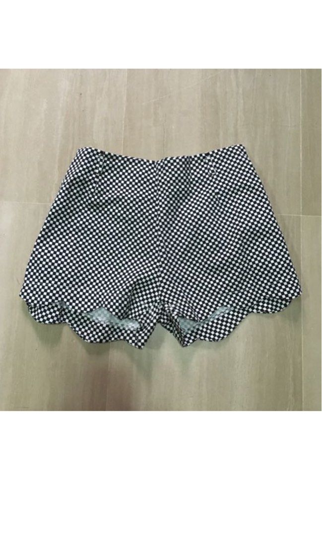 Checkered black and white shorts cheap