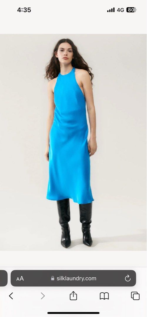 Silk Laundry Halter Midi Dress in Coast Blue Women s Fashion Dresses Sets Dresses on Carousell