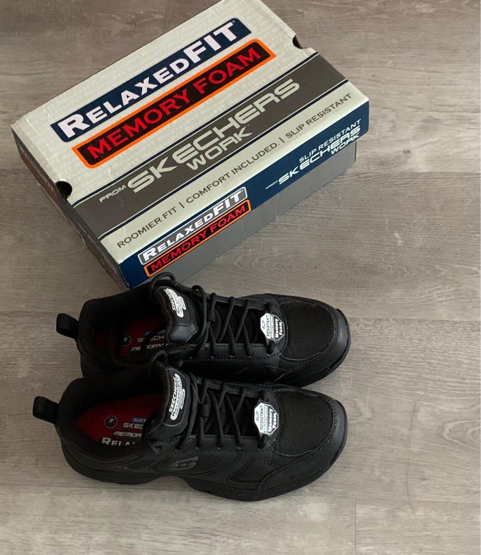 memory foam black work shoes