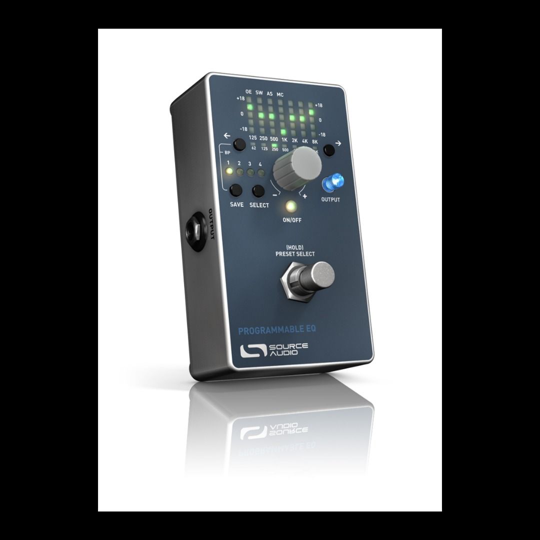 Source Audio Programmable EQ (Category: Music Accessories) located in Kuala Lumpur. Submitted by echoinox.my (Listing ID 1262652428, Image 2). Description: The Source Audio Programmable EQ is a thoroughly modern and highly streamlined upgrade to traditional equalizer pedals. This MIDI controllable stompbox provides quick, hands-free access to four different user programmed EQ settings. It has found its way onto the touring pedalboards of David Gi