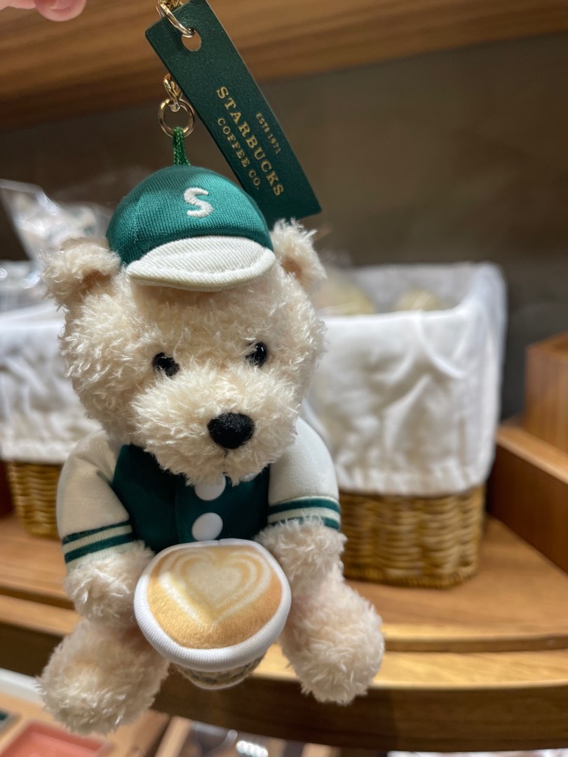 Authentic Starbucks bearista bear with keychains from Seoul, Hobbies