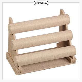 [STARZ] 3 Tier / Layer / Row Bracelet, Bangle, Watch Stand Holder Display, Linen Beige