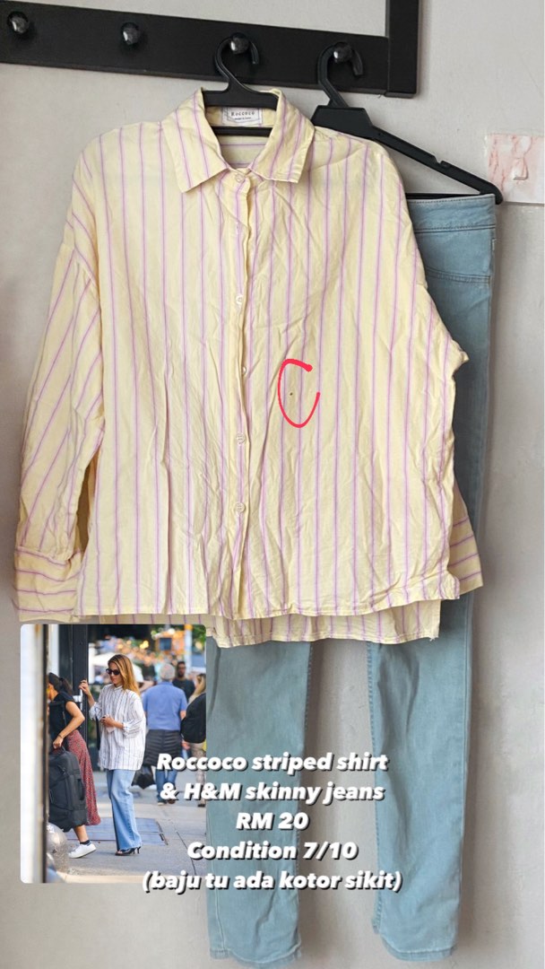 Striped tshirt Skinny jeans H M Women s Fashion Tops