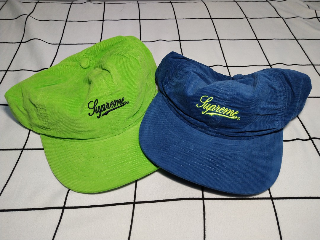 Supreme script logo cords 6panel cap, Men's Fashion, Watches