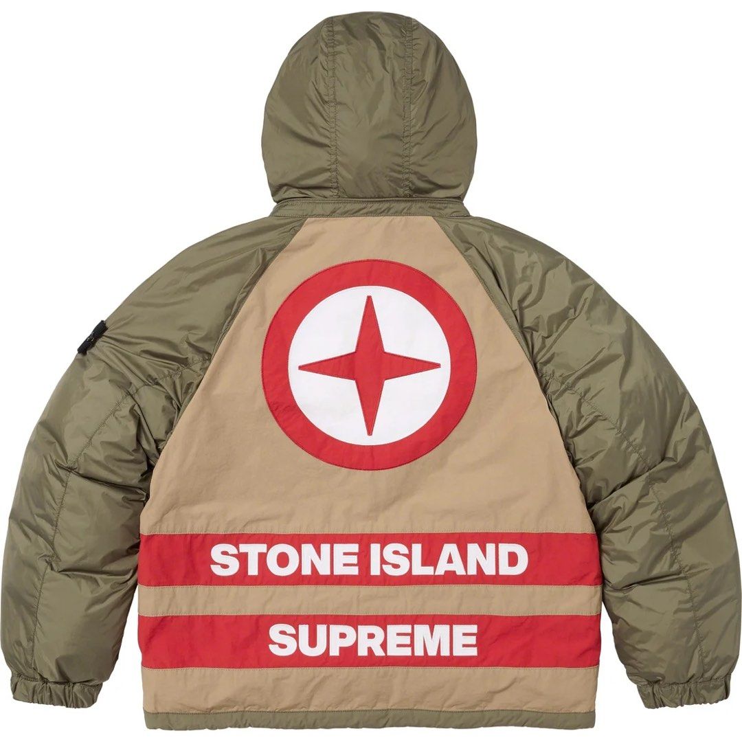 Supreme Stone Island Reversible Down Puffer Jacket Black Men's