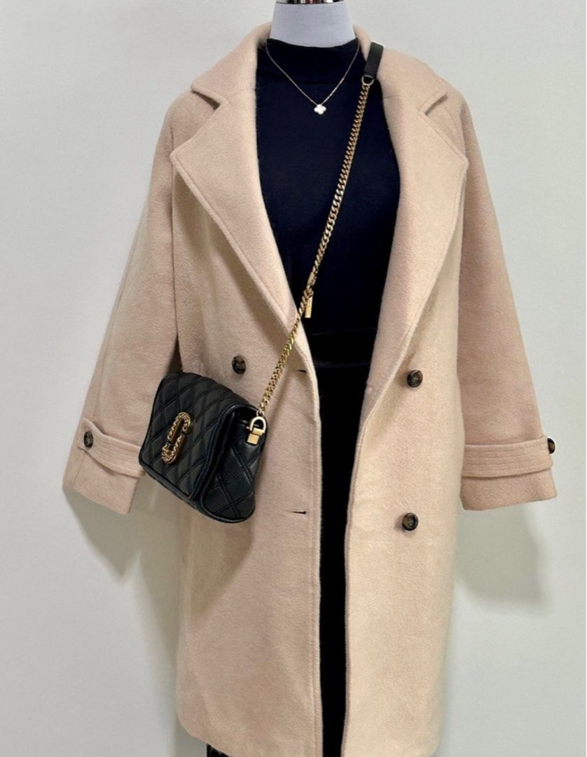 Thick Wool Coat, Women's Fashion, Coats, Jackets and Outerwear on Carousell