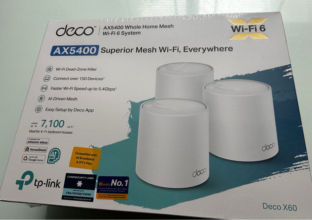 TP-Link Deco X60 AX5400 Whole Home Mesh Wi-Fi 6 System Router