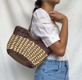 Tricolor Native Handwoven Shoulder Bag (beach bags, cottagecore, vintage)