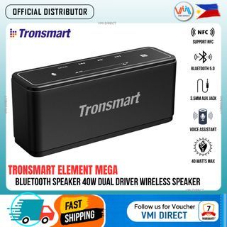 Tronsmart Mega Bluetooth Speaker 40W Dual Driver Wireless Speaker high-fidelity Stereo Sound NFC Deep Bass Built-in Mic LED Backlight 15hours Playtime Supports NFC Super Bass Outdoor Speaker Portable Speaker With Touch Control Soundbar - VMI Direct