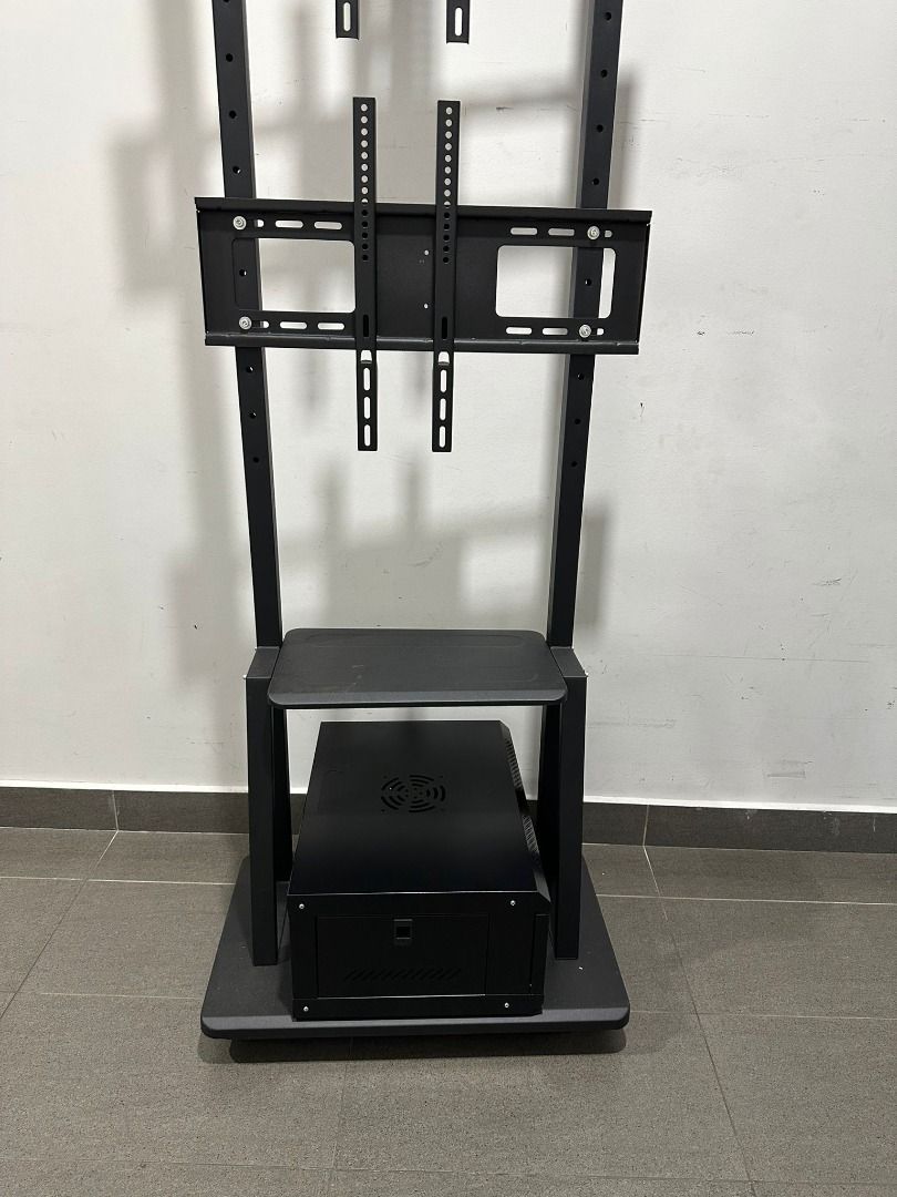 TV stand with cabinet server rack in mobile cart wheels, Furniture ...