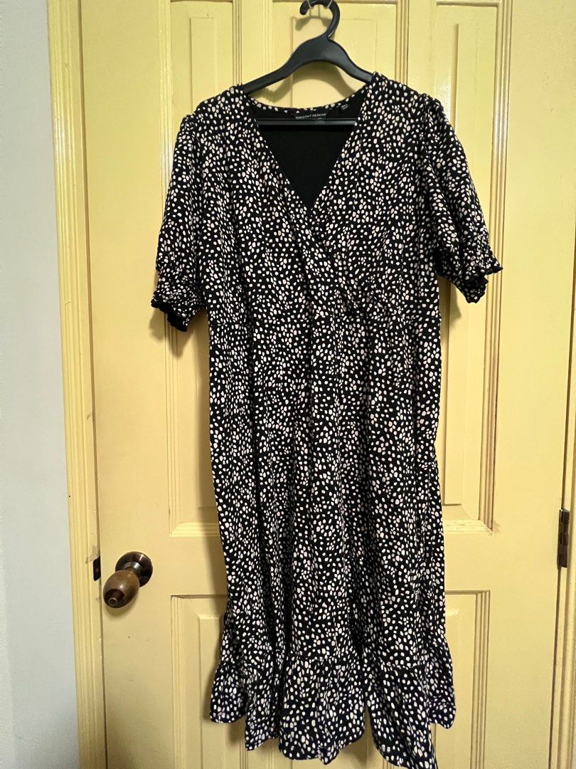 UK22 Dorothy Perkins Monochrome Spot Print Dress