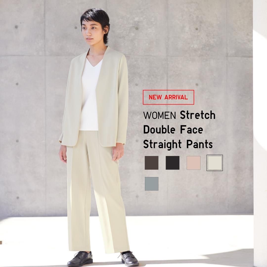 UNIQLO Stretch Double Face Straight Pants, Women's Fashion