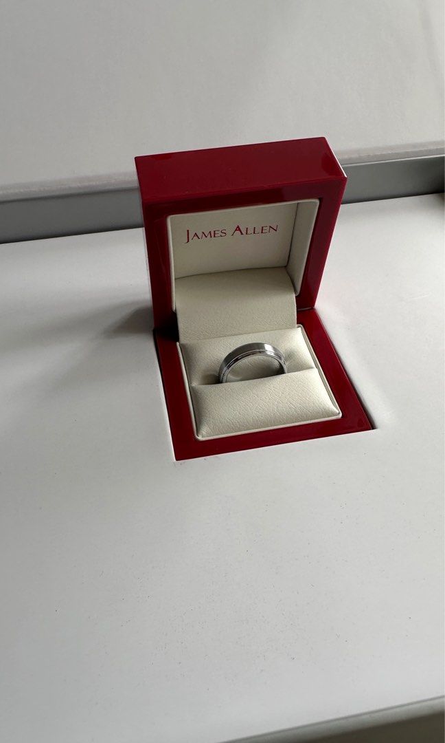US8.5 James Allen Men s White Tungsten Carbide 6MM Bright Step