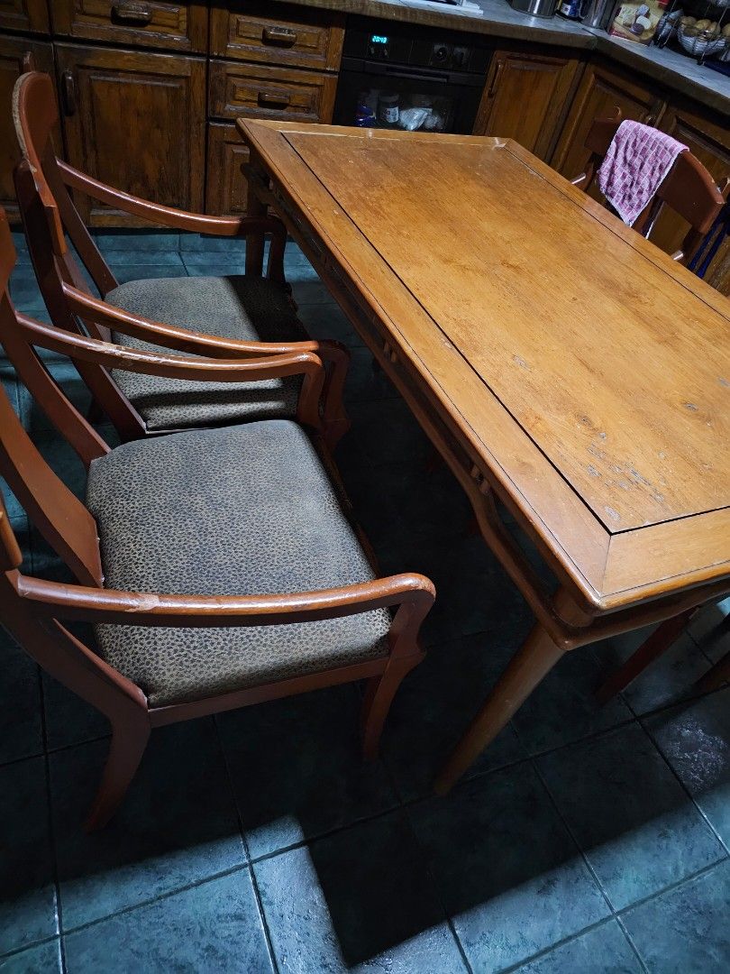 Vintage Dining Table Set, Furniture & Home Living, Furniture, Tables & Sets on Carousell