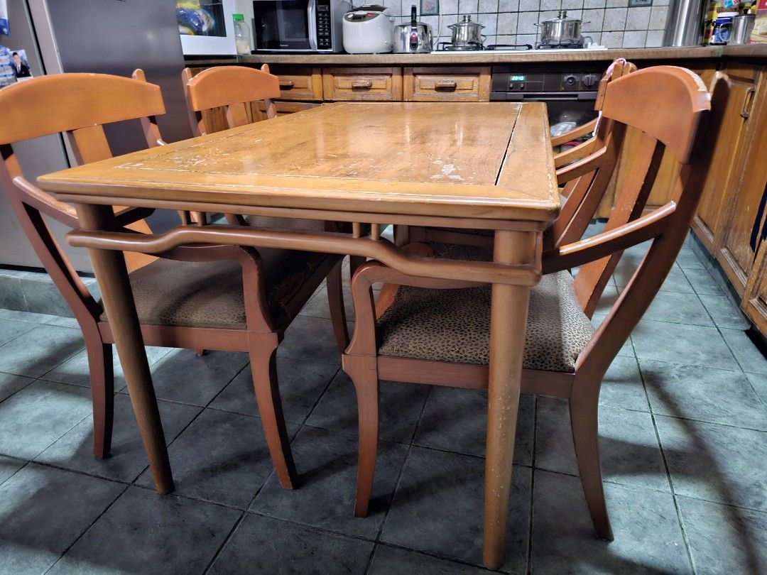 Vintage Dining Table Set, Furniture & Home Living, Furniture, Tables ...