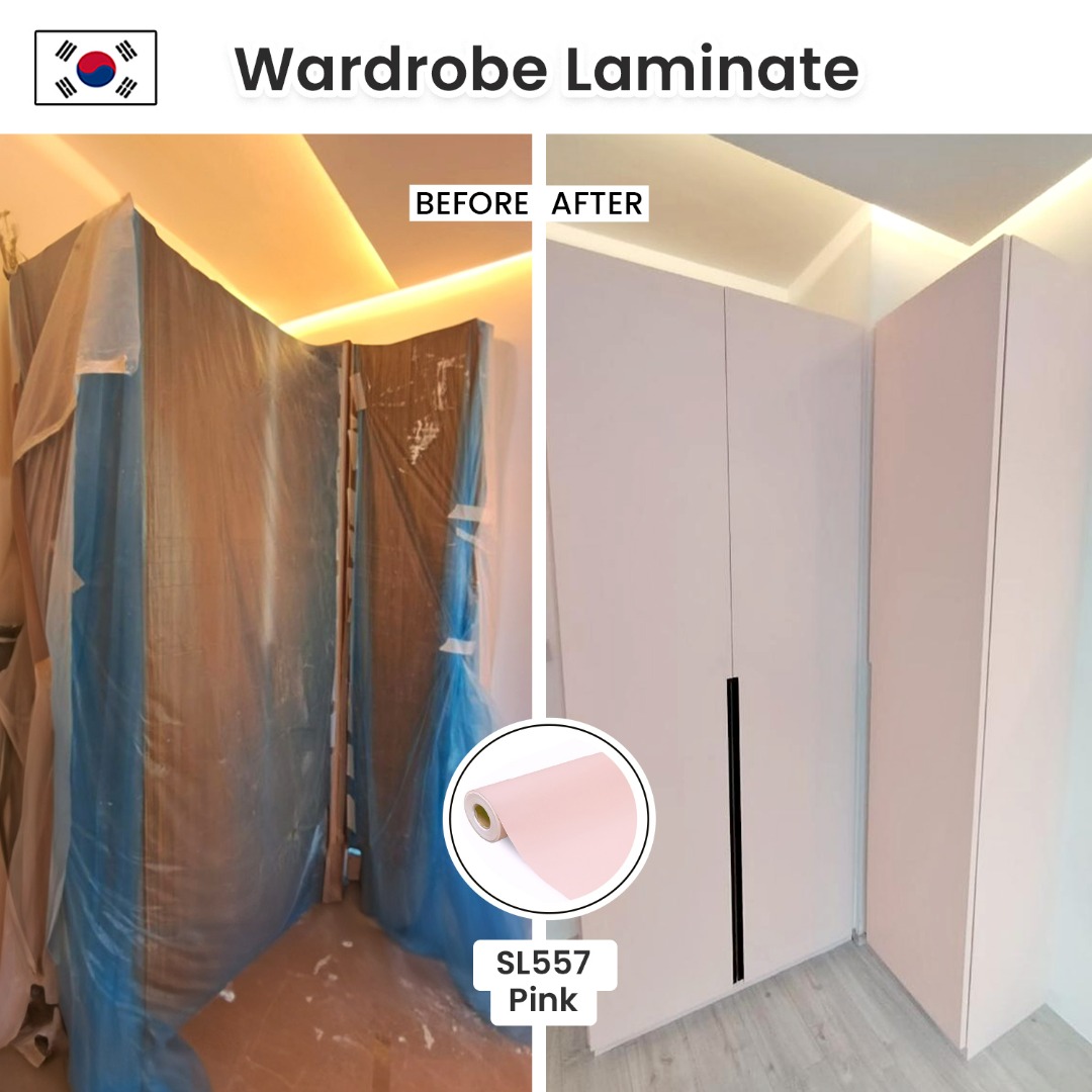 Wardrobe Laminate Install / Pink Laminate Sticker / Pink Wardrobe ...