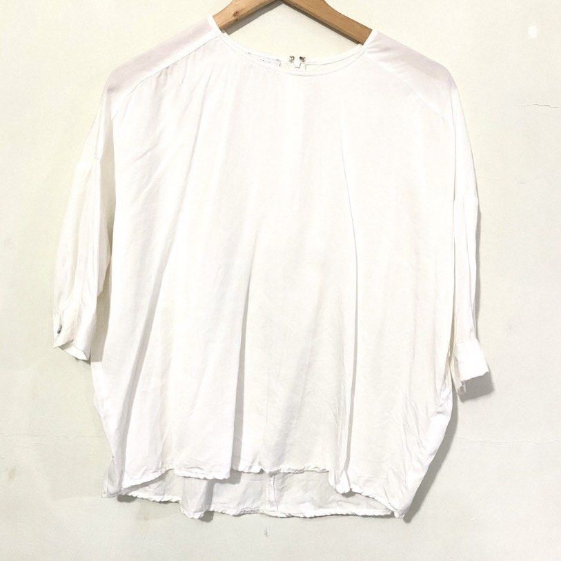 White Flowy Loose Blouse Shirt Top Women s Fashion Tops Blouses