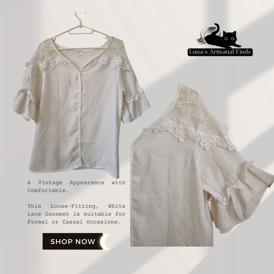 White comfy blouse, Women's Fashion, Tops, Blouses on Carousell