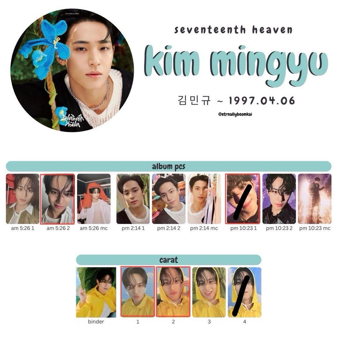 wtt/wts seventeen svt seventeenth heaven pc photocard carat ver