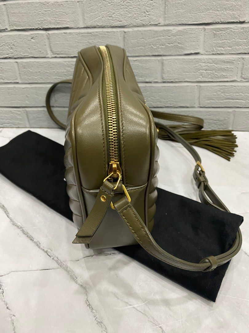 YSL camera bag 2021 green GHW Size 22x15x7 PS 120 cm Db booklet receipt Fesyen Wanita Tas Dompet di Carousell