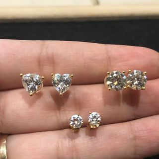 18k Gold Moissanite Diamond Earrings Stud
